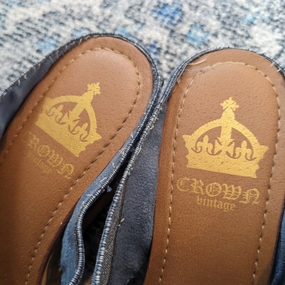 Crown Vintage blue wedge platform sandals size 6 - Picture 3 of 7